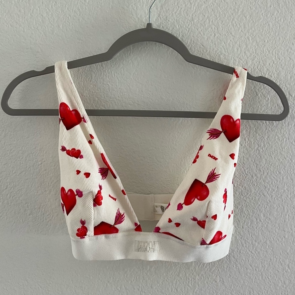 LIMITED EDITION SKIMS | Plunge Cotton Bralette Marble Heart And Arrow | Size L - Picture 4 of 11